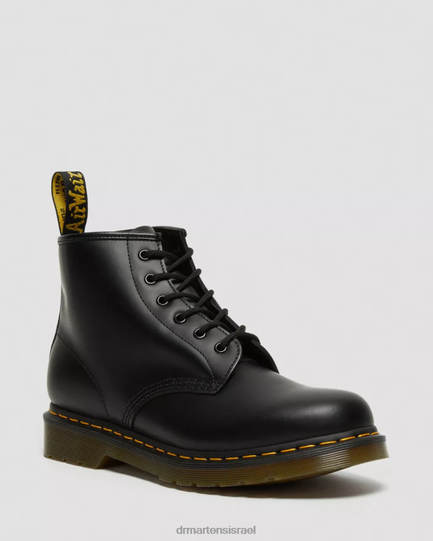 מגפונים מעור חלק 101 תפר צהוב Dr. Martens שחור חלק הַנעָלָה N8BB833