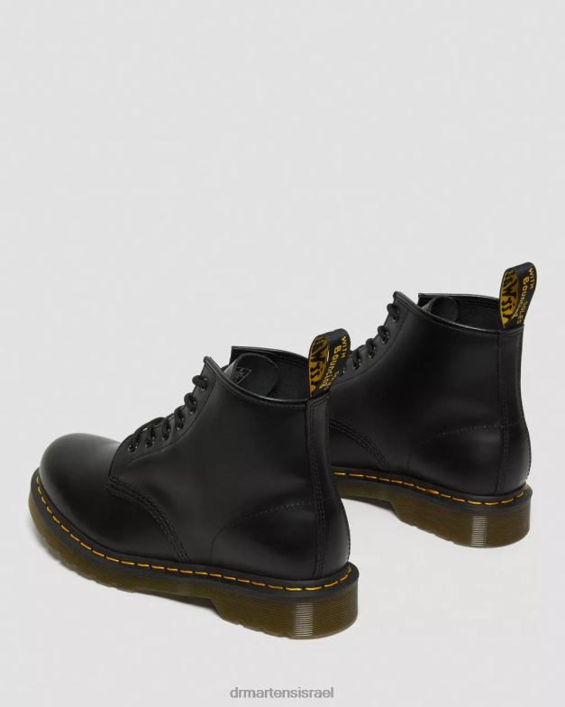 מגפונים מעור חלק 101 תפר צהוב Dr. Martens שחור חלק הַנעָלָה N8BB833