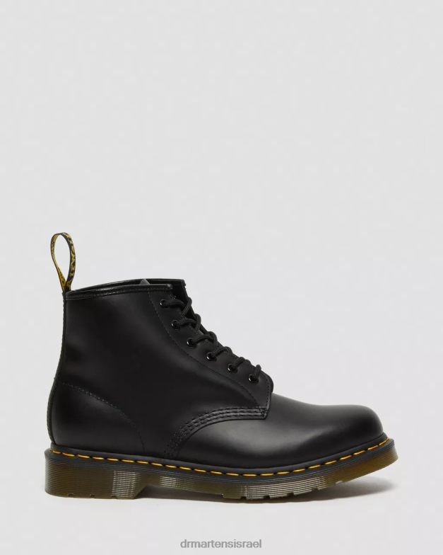 מגפונים מעור חלק 101 תפר צהוב Dr. Martens שחור חלק הַנעָלָה N8BB833