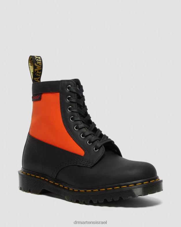פאנל 1460 עשוי מגפי שרוכים מעור אנגליה Dr. Martens מזח שחור ואוורור הַנעָלָה N8BB8106