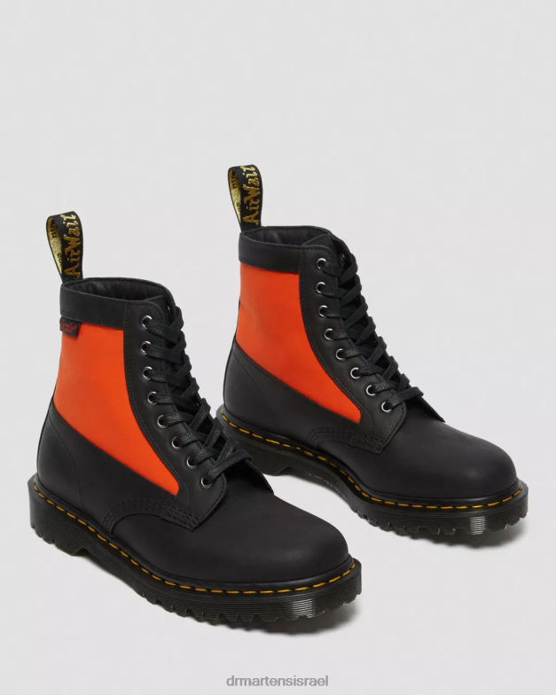 פאנל 1460 עשוי מגפי שרוכים מעור אנגליה Dr. Martens מזח שחור ואוורור הַנעָלָה N8BB8106