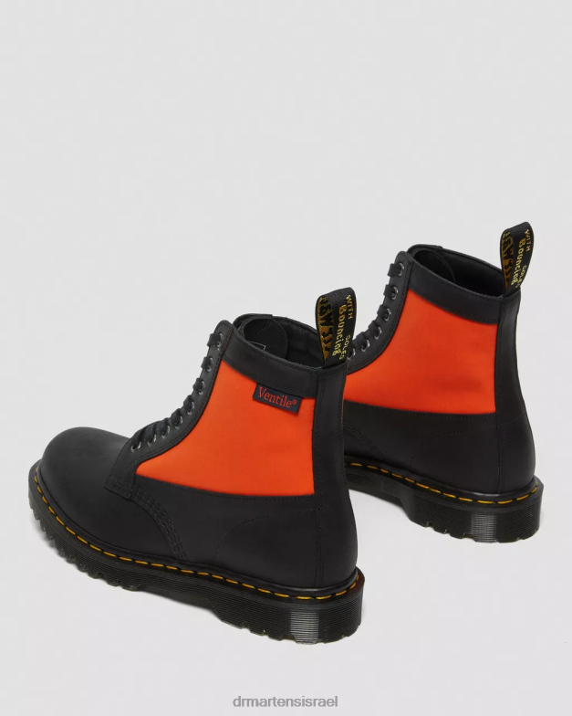 פאנל 1460 עשוי מגפי שרוכים מעור אנגליה Dr. Martens מזח שחור ואוורור הַנעָלָה N8BB8106