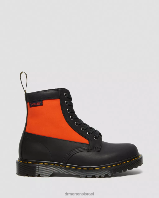 פאנל 1460 עשוי מגפי שרוכים מעור אנגליה Dr. Martens מזח שחור ואוורור הַנעָלָה N8BB8106