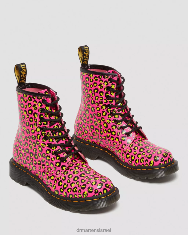 מגפי שרוכים מעור חלק 1460 נמר Dr. Martens ורוד חלק הַנעָלָה N8BB8117