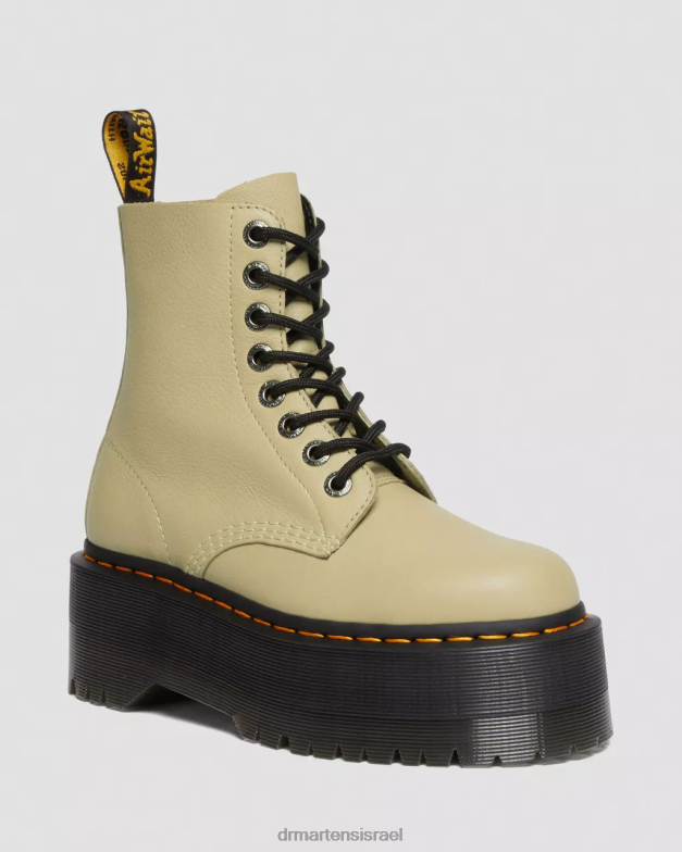 מגפי פלטפורמה מעור פסקל מקס 1460 Dr. Martens זית חיוור פיזה הַנעָלָה N8BB8120
