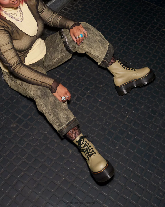 מגפי פלטפורמה מעור פסקל מקס 1460 Dr. Martens זית חיוור פיזה הַנעָלָה N8BB8120