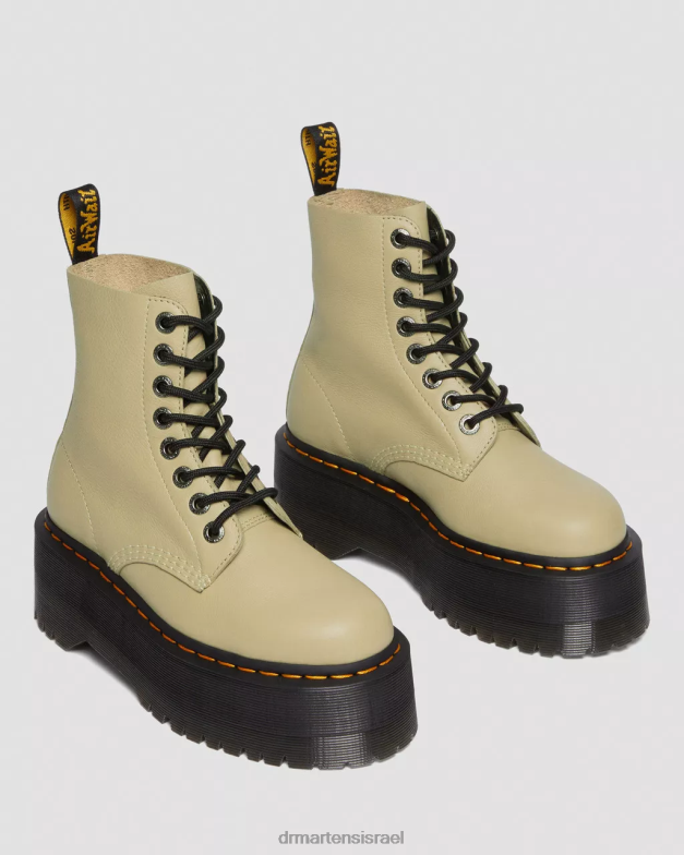 מגפי פלטפורמה מעור פסקל מקס 1460 Dr. Martens זית חיוור פיזה הַנעָלָה N8BB8120