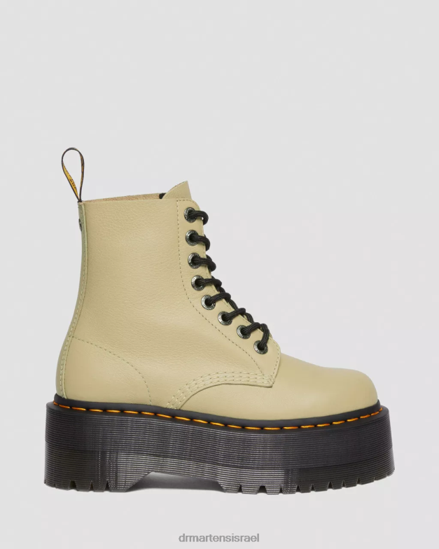 מגפי פלטפורמה מעור פסקל מקס 1460 Dr. Martens זית חיוור פיזה הַנעָלָה N8BB8120