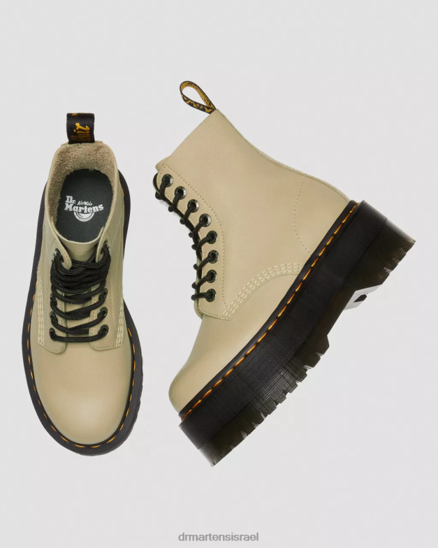מגפי פלטפורמה מעור פסקל מקס 1460 Dr. Martens זית חיוור פיזה הַנעָלָה N8BB8120