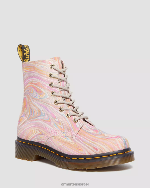 מגפי שרוכים מזמש משיש פסקל 1460 Dr. Martens זמש משיש ורוד וכתום הַנעָלָה N8BB8122