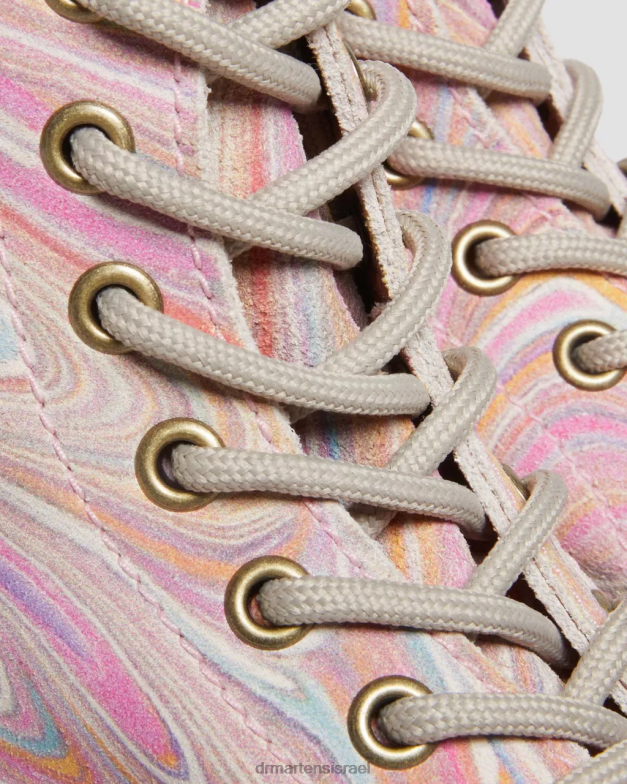 מגפי שרוכים מזמש משיש פסקל 1460 Dr. Martens זמש משיש ורוד וכתום הַנעָלָה N8BB8122