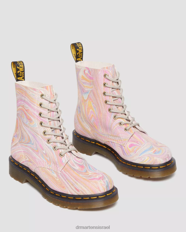 מגפי שרוכים מזמש משיש פסקל 1460 Dr. Martens זמש משיש ורוד וכתום הַנעָלָה N8BB8122