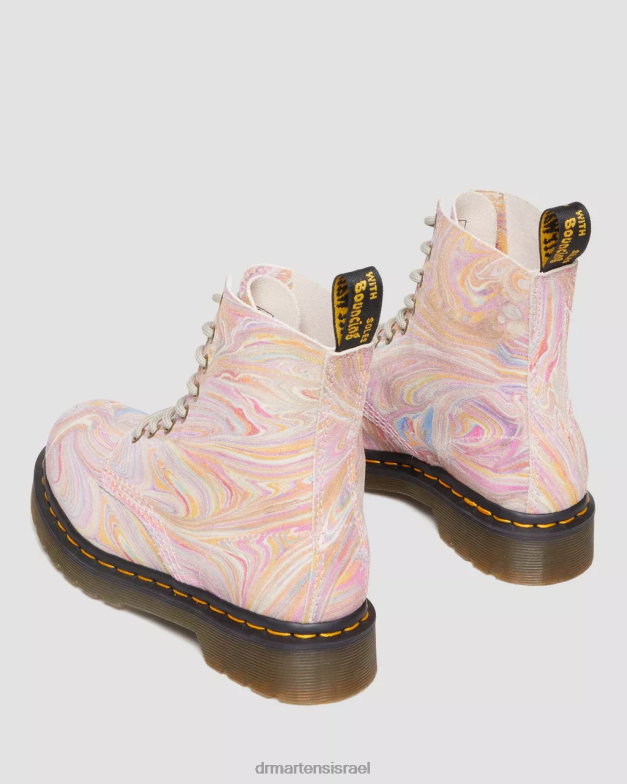 מגפי שרוכים מזמש משיש פסקל 1460 Dr. Martens זמש משיש ורוד וכתום הַנעָלָה N8BB8122