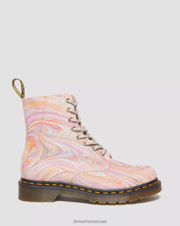 מגפי שרוכים מזמש משיש פסקל 1460 Dr. Martens זמש משיש ורוד וכתום הַנעָלָה N8BB8122