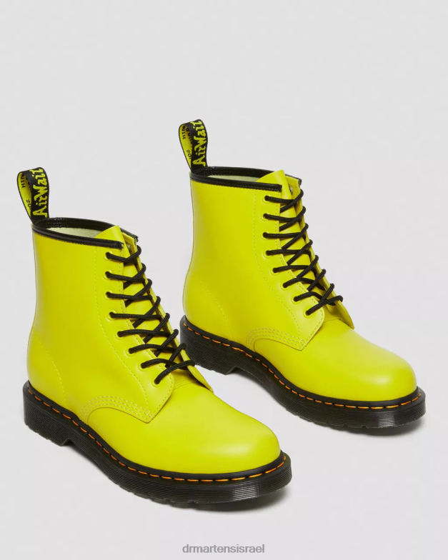 מגפי שרוכים מעור חלק 1460 Dr. Martens צהוב חלק הַנעָלָה N8BB8126