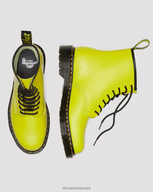 מגפי שרוכים מעור חלק 1460 Dr. Martens צהוב חלק הַנעָלָה N8BB8126