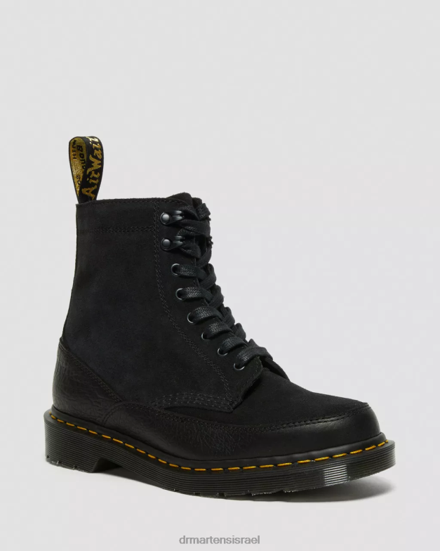 מגפי שרוכים מעור 1460 עשוי אנגליה Dr. Martens דורנגו שחור וזמש מפוצל הַנעָלָה N8BB8132