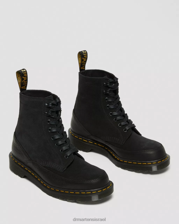 מגפי שרוכים מעור 1460 עשוי אנגליה Dr. Martens דורנגו שחור וזמש מפוצל הַנעָלָה N8BB8132