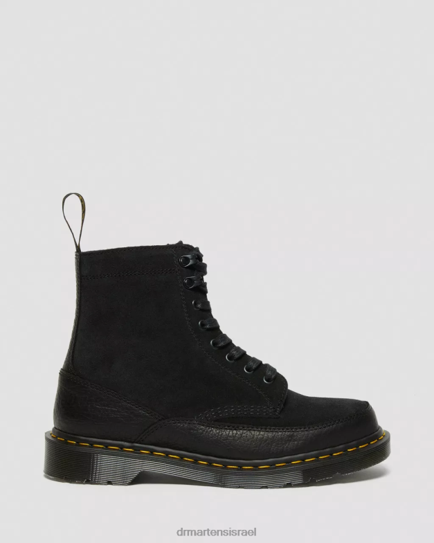מגפי שרוכים מעור 1460 עשוי אנגליה Dr. Martens דורנגו שחור וזמש מפוצל הַנעָלָה N8BB8132