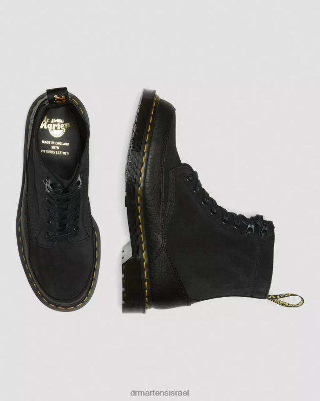 מגפי שרוכים מעור 1460 עשוי אנגליה Dr. Martens דורנגו שחור וזמש מפוצל הַנעָלָה N8BB8132