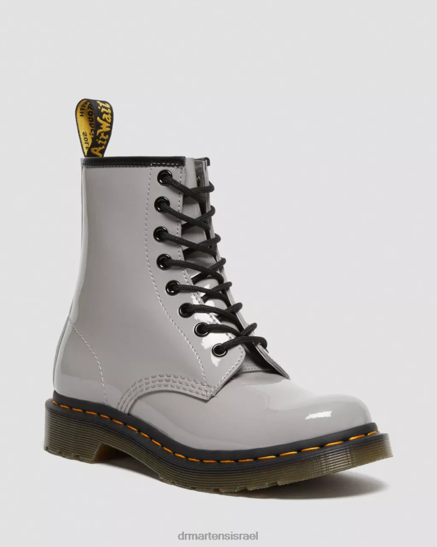 מגפי שרוכים מעור פטנט 1460 Dr. Martens לוצידו אפור & פטנט מנורה הַנעָלָה N8BB8133