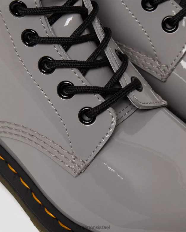 מגפי שרוכים מעור פטנט 1460 Dr. Martens לוצידו אפור & פטנט מנורה הַנעָלָה N8BB8133