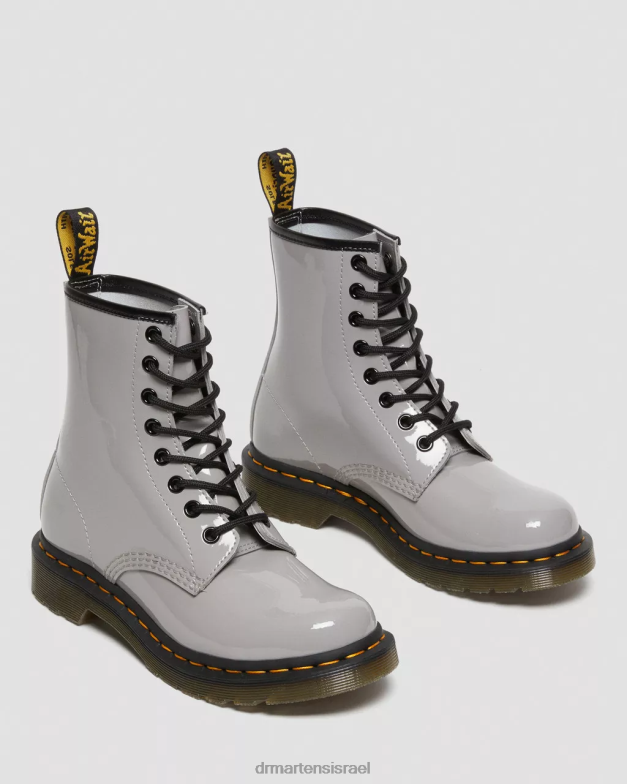 מגפי שרוכים מעור פטנט 1460 Dr. Martens לוצידו אפור & פטנט מנורה הַנעָלָה N8BB8133