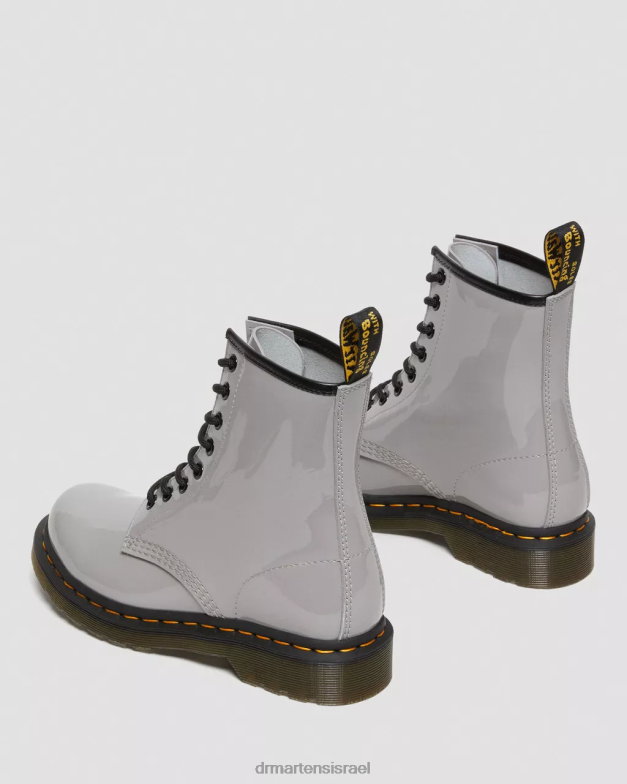 מגפי שרוכים מעור פטנט 1460 Dr. Martens לוצידו אפור & פטנט מנורה הַנעָלָה N8BB8133