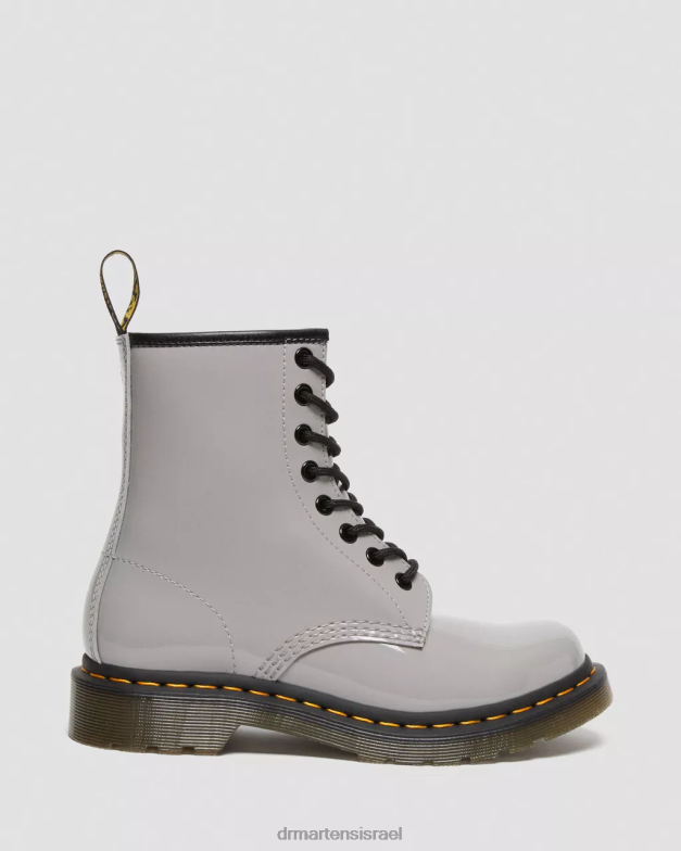 מגפי שרוכים מעור פטנט 1460 Dr. Martens לוצידו אפור & פטנט מנורה הַנעָלָה N8BB8133
