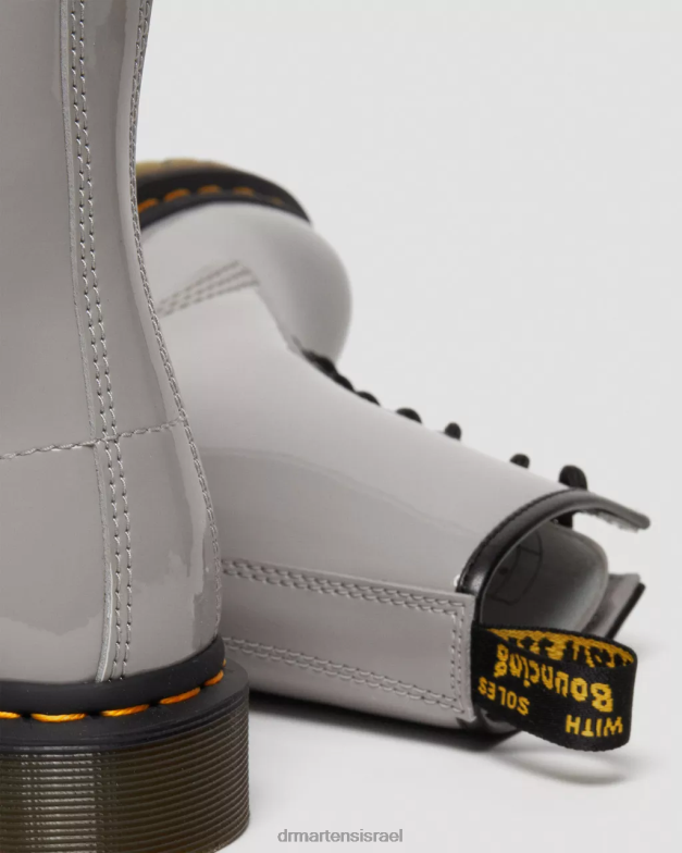 מגפי שרוכים מעור פטנט 1460 Dr. Martens לוצידו אפור & פטנט מנורה הַנעָלָה N8BB8133