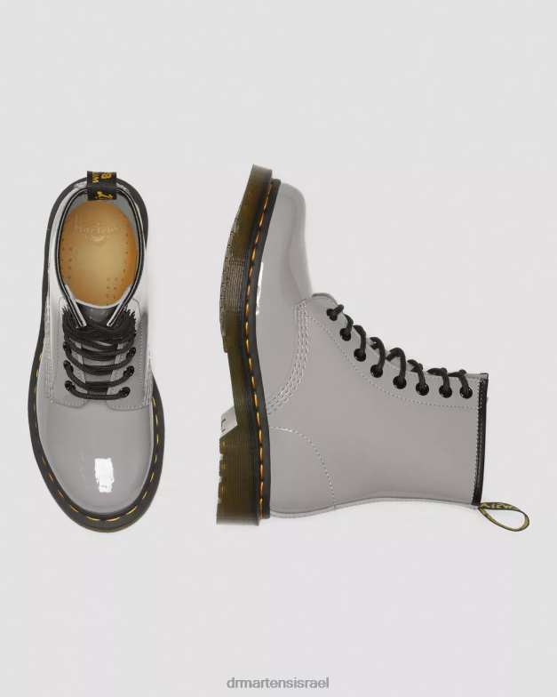 מגפי שרוכים מעור פטנט 1460 Dr. Martens לוצידו אפור & פטנט מנורה הַנעָלָה N8BB8133