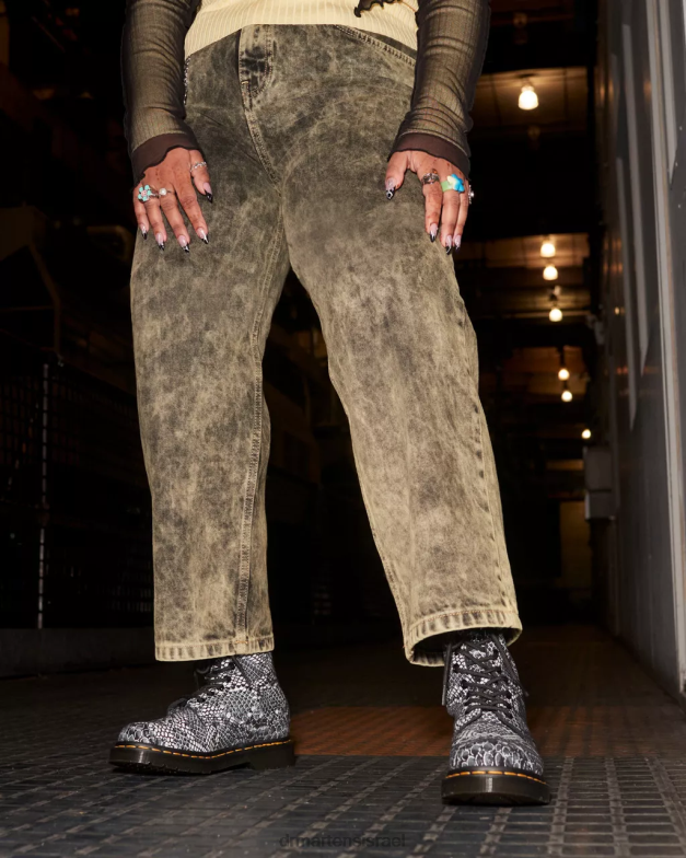 מגפי שרוכים מעור בהדפס נחש 1460 Dr. Martens הדפס בואה קלאסי של נחש אפור הַנעָלָה N8BB8142