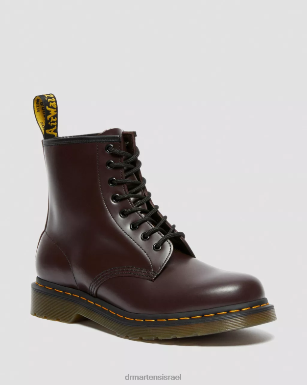 מגפי שרוכים מעור חלק 1460 Dr. Martens חלק בורדו הַנעָלָה N8BB8153