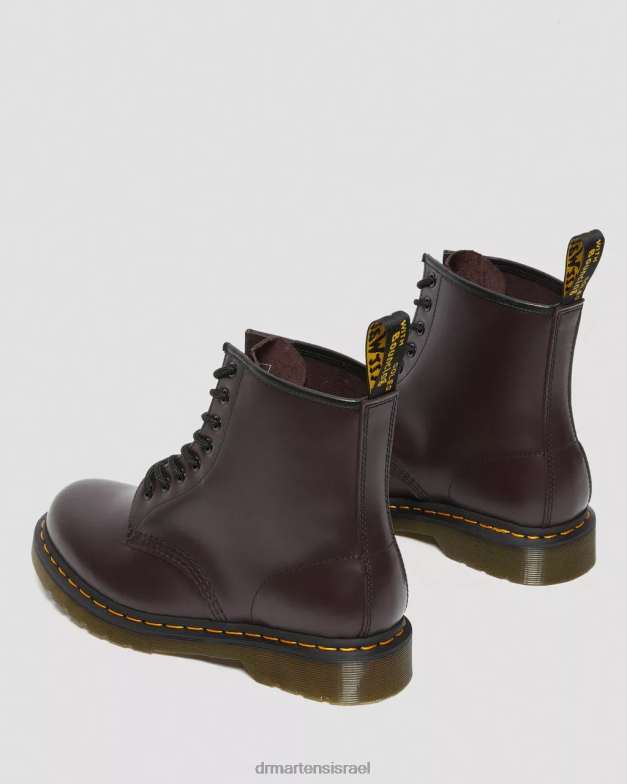 מגפי שרוכים מעור חלק 1460 Dr. Martens חלק בורדו הַנעָלָה N8BB8153