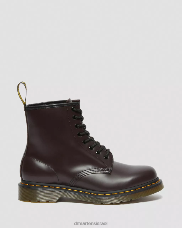 מגפי שרוכים מעור חלק 1460 Dr. Martens חלק בורדו הַנעָלָה N8BB8153