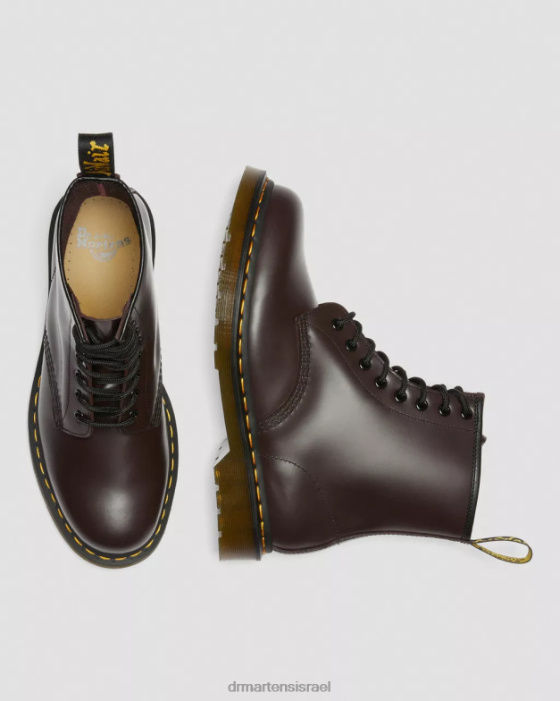 מגפי שרוכים מעור חלק 1460 Dr. Martens חלק בורדו הַנעָלָה N8BB8153