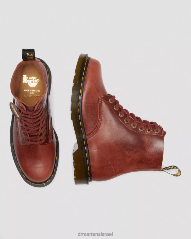 1460 פסקל תוצרת אנגליה מגפי שרוכים מעור דנבר Dr. Martens חום עץ דנבר שיזוף טבעוני הַנעָלָה N8BB8165