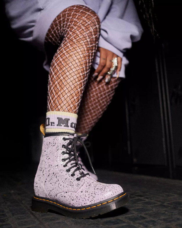 מגפי שרוכים מזמש מתכתי 1460 Dr. Martens זמש מתז צבע מטאלי לילך הַנעָלָה N8BB8174