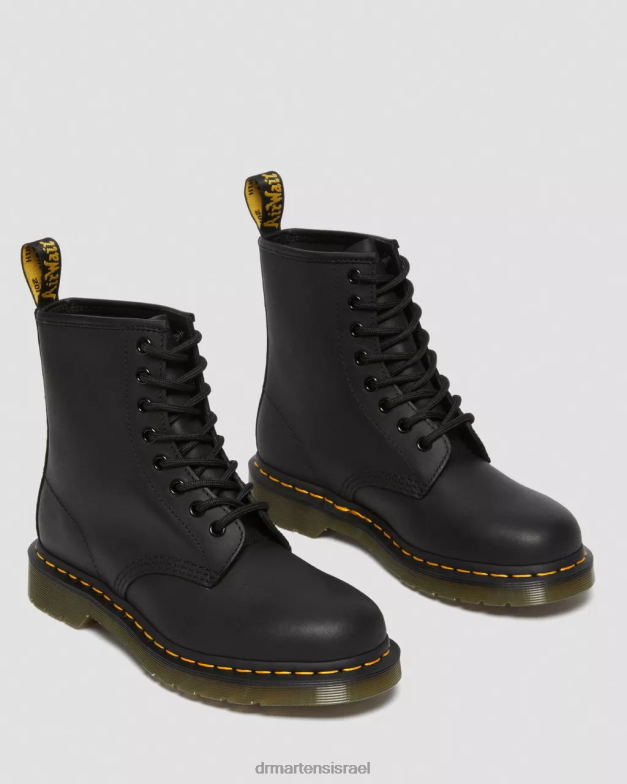 מגפי שרוכים מעור שמנוני 1460 Dr. Martens עור שמנוני שחור הַנעָלָה N8BB818