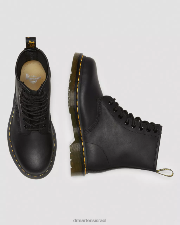 מגפי שרוכים מעור שמנוני 1460 Dr. Martens עור שמנוני שחור הַנעָלָה N8BB818