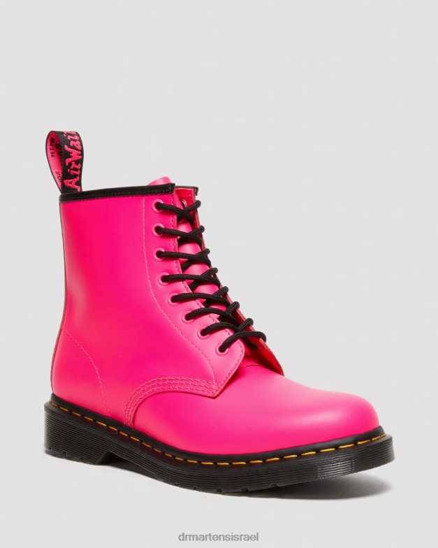 מגפי שרוכים מעור חלק 1460 Dr. Martens ורוד חלק הַנעָלָה N8BB8193