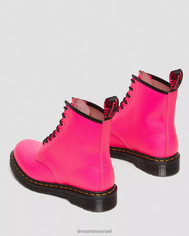 מגפי שרוכים מעור חלק 1460 Dr. Martens ורוד חלק הַנעָלָה N8BB8193