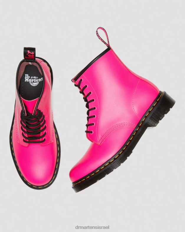 מגפי שרוכים מעור חלק 1460 Dr. Martens ורוד חלק הַנעָלָה N8BB8193