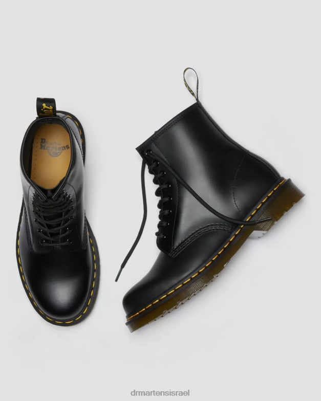 מגפי שרוכים מעור חלק 1460 Dr. Martens שחור חלק הַנעָלָה N8BB81