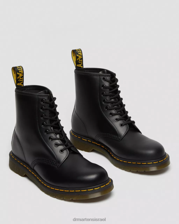 מגפי שרוכים מעור חלק 1460 Dr. Martens שחור חלק הַנעָלָה N8BB81