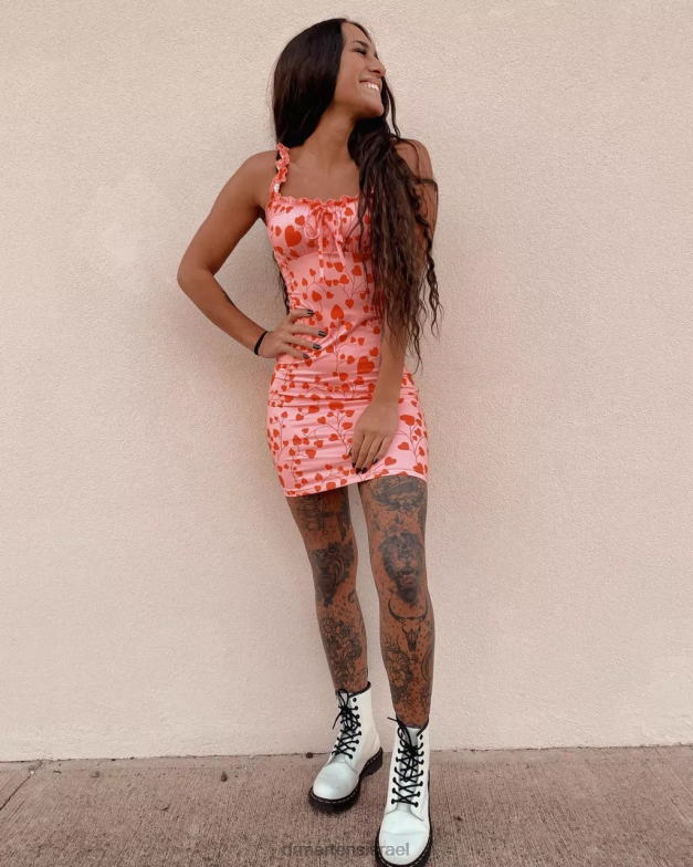 מגפי שרוכים מעור חלק 1460 Dr. Martens לבן חלק הַנעָלָה N8BB823