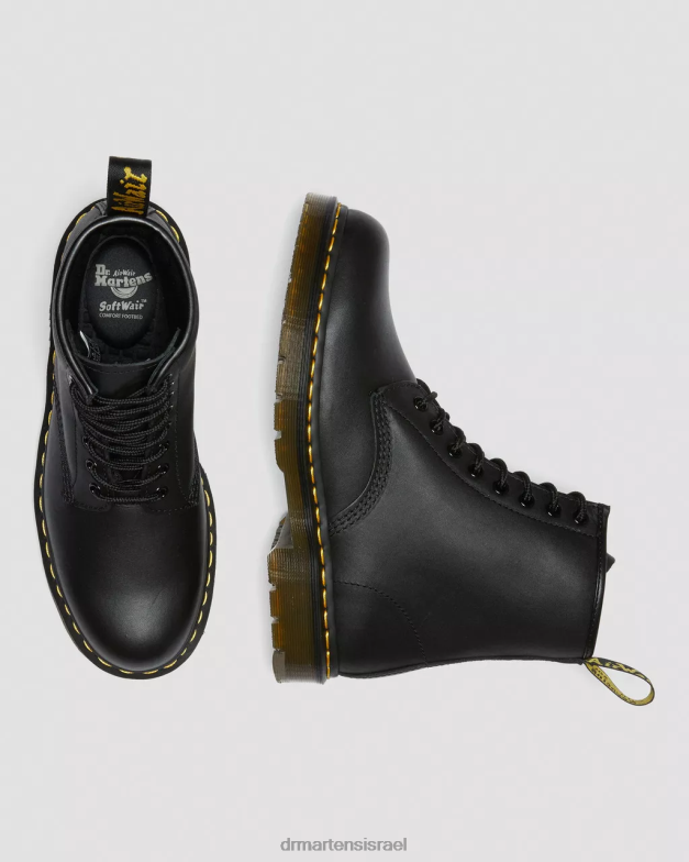 מגפי שרוכים מעור 1460 עמידים בהחלקה Dr. Martens דגן מלא תעשייתי שחור הַנעָלָה N8BB8386