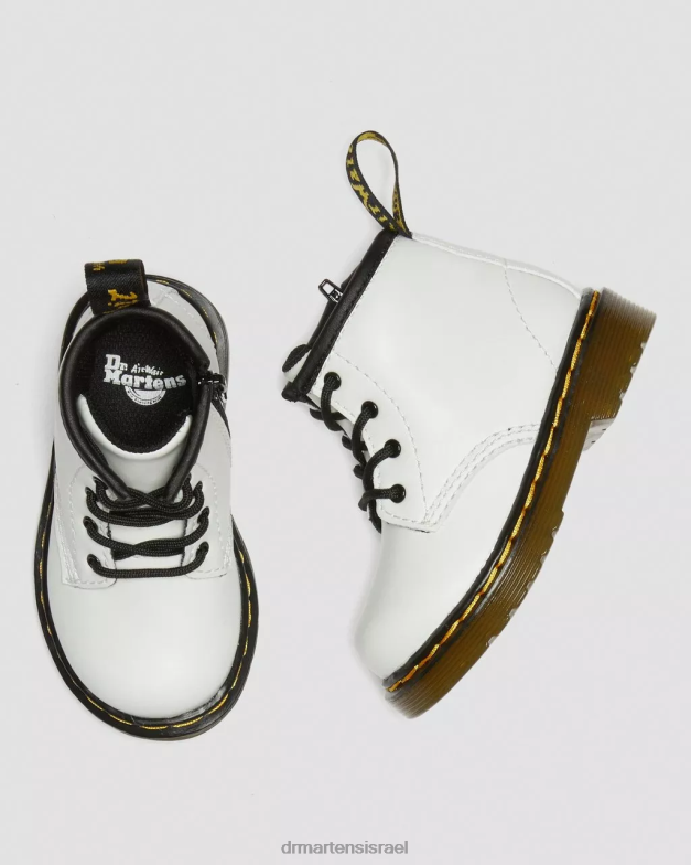 מגפי שרוכים מעור תינוקות 1460 Dr. Martens רומאריו לבן הַנעָלָה N8BB8393