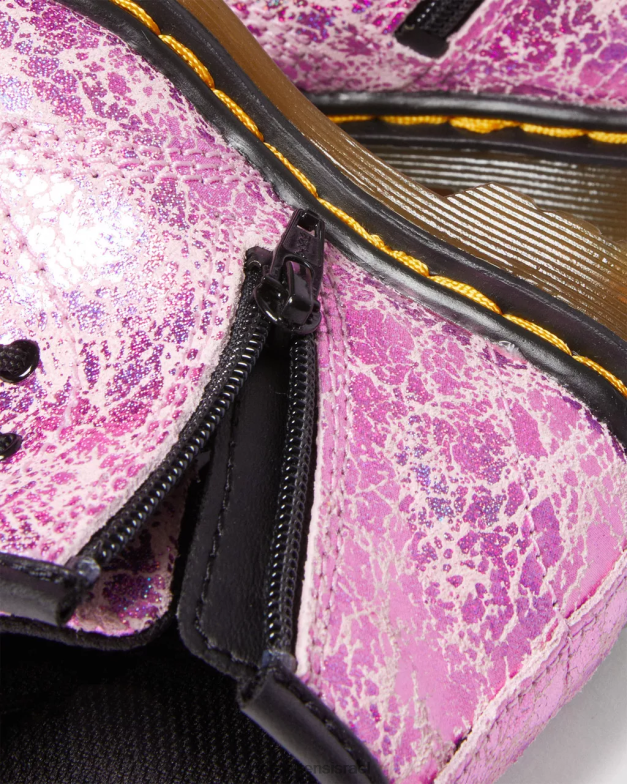 מגפי שרוכים מתכתיים 1460 לתינוקות Dr. Martens קרינקל דיסקו ורוד הַנעָלָה N8BB8398