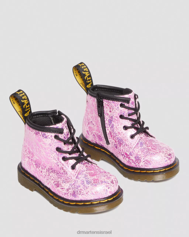 מגפי שרוכים מתכתיים 1460 לתינוקות Dr. Martens קרינקל דיסקו ורוד הַנעָלָה N8BB8398